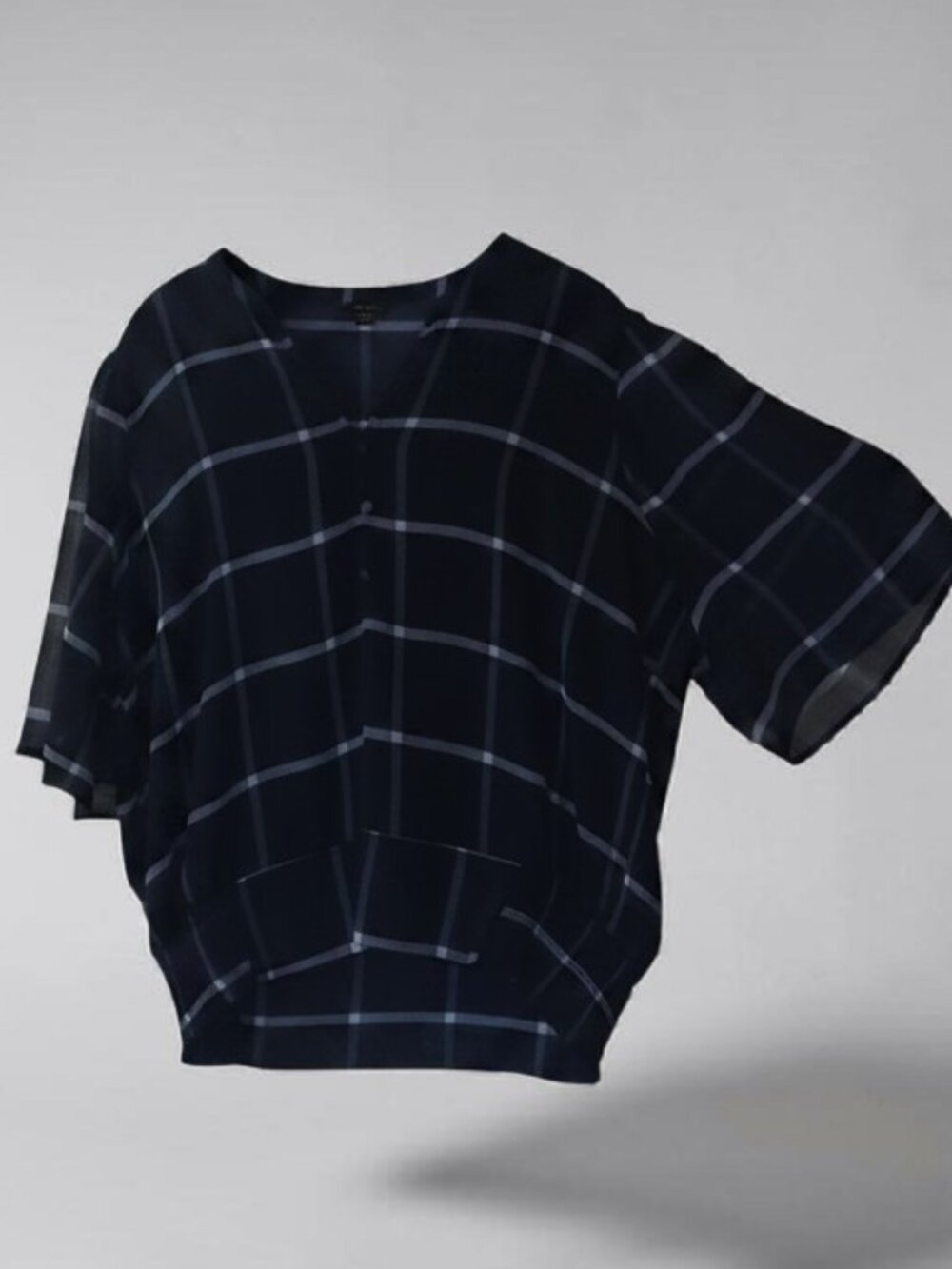 Free Shipping Ann Taylor Navy Plaid Blouse